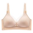 thumbnail image 1 of Arlun,Seamless Nursing Bras Wire Free Smoothing Ultra Comfort Pregnant Women Bra Mesh V Breathable No Underwire Bralettes Full Coverage Soft Push up Bra Beige 38, 1 of 6