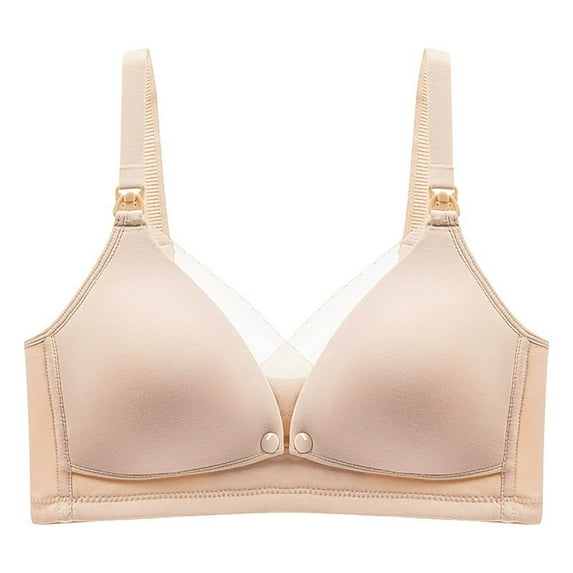 Arlun,Seamless Nursing Bras Wire Free Smoothing Ultra Comfort Pregnant Women Bra Mesh V Breathable No Underwire Bralettes Full Coverage Soft Push up Bra Beige 38