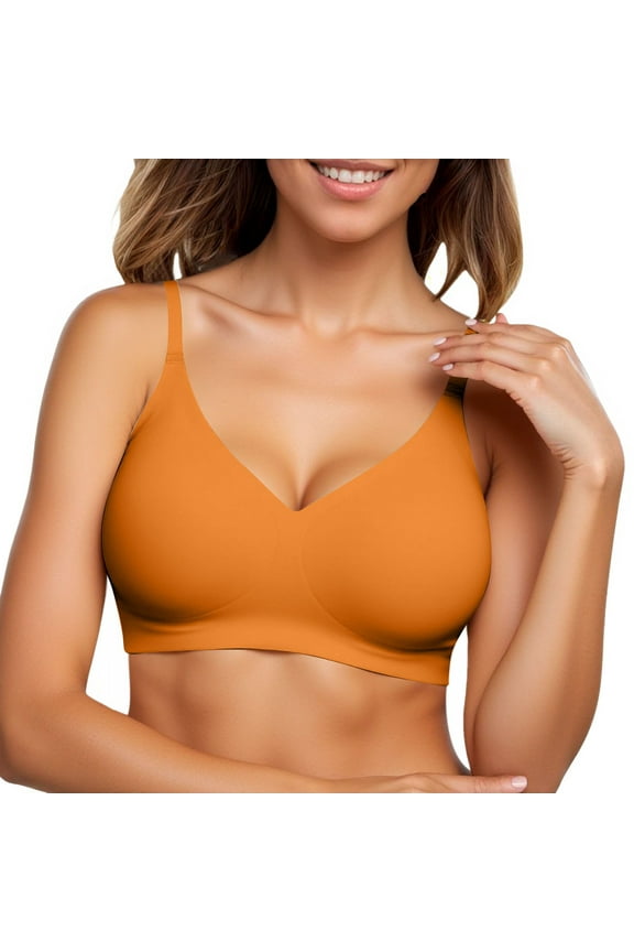 ,Seamless Smoothing Bras for Women No Underwire Push up Soft Support Bra Full Coverage Wire-Free Lightweight Thin Everyday Bralettes Soft Comfort Simple Bra Red M