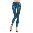 thumbnail image 1 of Arlun Shiny Fish Scale Leggings for Women High Waisted Stretchy Tight Pants Fashion Slim Fit Shiny Skin Casual Yoga Fitness Legging Blue L, 1 of 4