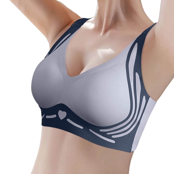 Arlun Smoothing No Underwire Bras Anti Sagging Wireless Push up Bras for Women Stretch Comfortable Full Coverage Bralettes Plus Size Cute Printed Bra Light Blue M