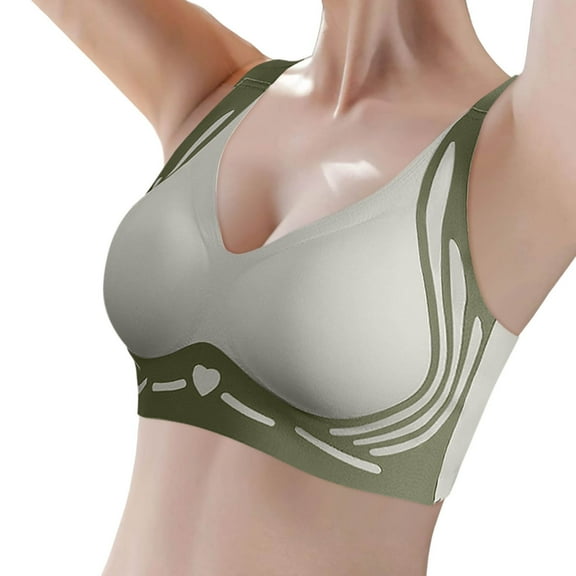 Arlun Smoothing No Underwire Bras Anti Sagging Wireless Push up Bras for Women Stretch Comfortable Full Coverage Bralettes Plus Size Cute Printed Bra Light Green M