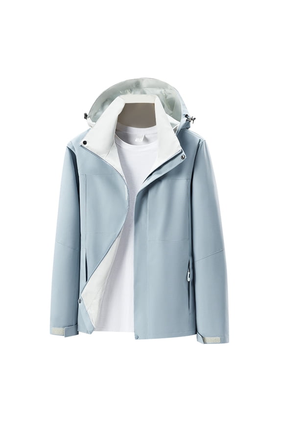 Softshell Full Zipper Jackets for Women Comfort Warm Light Hooded Windproof Coat for Outdoor Hiking 2025 Fashion Color Block Hooded Fall Winter Clothes with Pockets Blue L