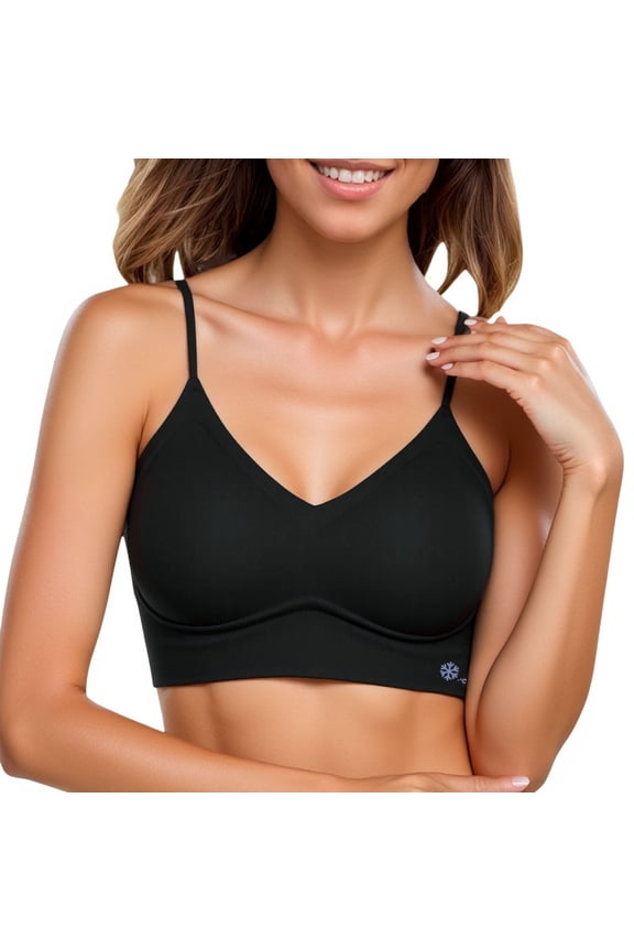 ,Sports Bras for Women Full Coverage Breathable Elastic Wireless Bralettes Smooth Seamless Thin Cool Comfort Flex Fit Yoga Exercise Fitness Bras Black M