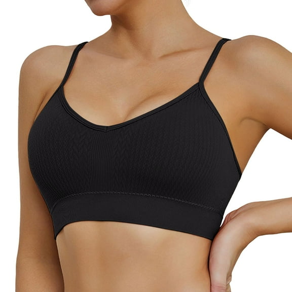 Arlun,Sports Bras for Women Full Coverage No Underwire Thin Bra Adjustable Spaghetti Strap Crop Tank Top Backless Bras Comfort Breathable Workout Yoga Daily Bra Black S