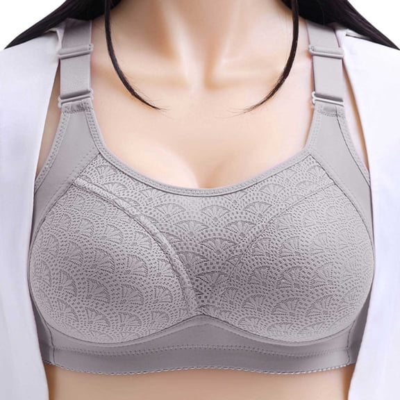Arlun,Sports Bras Women's Plus Size Smooth Mesh Breathable Bras Lightweight Comfort Adjustable Wide Strap Soft Seamless Splicing Thin Bras for Old Women Grey 44