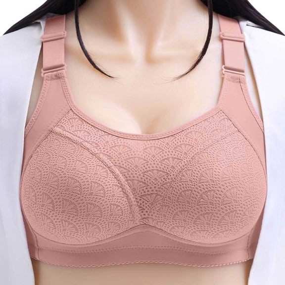 Arlun,Sports Bras Women's Plus Size Smooth Mesh Breathable Bras Lightweight Comfort Adjustable Wide Strap Soft Seamless Splicing Thin Bras for Old Women Pink 44