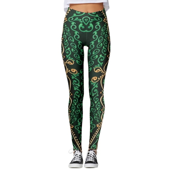 Arlun St. Patrick's Day Leggings for Women Stretch High Waisted Festival Theme Printed Casual Leggings Soft Comfortable Tight Yoga Gym Workout Pants 18-Green XL