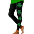 thumbnail image 1 of Arlun St Patricks Day Leggings for Women Casual Shamrock Printed Straight Stretch Leggings Irish Green Soft Comfortable High Waist Tummy Control Workout Yoga Pants Black XXL, 1 of 5