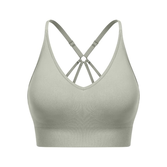 Arlun Strappy V-Neck Sports Bras for Women Adjustable Thin Shoulder Strap Soft Comfortable Seamless Wireless Bralettes Stylish Supportive Racerback Workout Yoga Bras Light Green XXL
