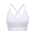 thumbnail image 1 of Arlun Strappy V-Neck Sports Bras for Women Adjustable Thin Shoulder Strap Soft Comfortable Seamless Wireless Bralettes Stylish Supportive Racerback Workout Yoga Bras White XL, 1 of 2