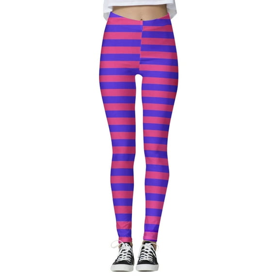 Arlun Striped High Waist Yoga Pants with Lifting Design for Exercise Running Workout and Fitness Training Soft Comfortable Stretchy Tights Fashion Color Block Leggings 4-Purple XXL