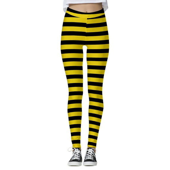 Arlun Striped High Waist Yoga Pants with Lifting Design for Exercise Running Workout and Fitness Training Soft Comfortable Stretchy Tights Fashion Color Block Leggings 5-Yellow XL