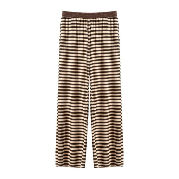 Arlun Striped Wide Leg Casual Pants for Women Comfy Soft Modal Loose Elastic Waist Yoga Loungewear Pants Pjs Bottom Sleepwear 2025 Fall Winter Clothes Khaki XXXXXL