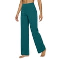 thumbnail image 1 of Arlun Stylish Loose Solid Color High Waist Straight Leg Pants with Pockets Womens Soft Comfortable Elastic Waisted Basic Sports Leisure for Daily Commuter Wear Dark Green XXXL, 1 of 4