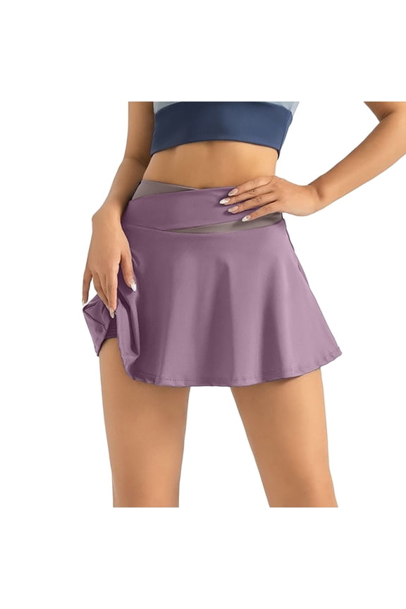 Stylish Mini Yoga Sports Skirts for Women Lightweight Soft Comfortable Pleated Skorts Versatile Elastic High Waisted Athletic Bottoms for Everyday Wear Purple XL
