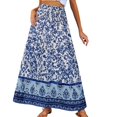 thumbnail image 1 of Arlun Summer Bohe A-Line Long Skirts for Women Loose Cozy Lightweight Flowy Floral Maxi Skirt 2026 Beach Vacation Stylish Bottoms Smocked Elastic High Waist Casual Skirt 4-Dark Blue L, 1 of 7