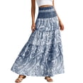thumbnail image 1 of Arlun Summer Bohemian Style Long Skirts for Women Stretch High Waist Floral Print Lightweight Flowy Maxi Skirts Elegant a Line Design for Beach Vacation Wear Blue L, 1 of 4