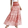 thumbnail image 1 of Arlun Summer Bohemian Style Long Skirts for Women Stretch High Waist Floral Print Lightweight Flowy Maxi Skirts Elegant a Line Design for Beach Vacation Wear Red XL, 1 of 4