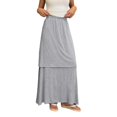thumbnail image 1 of Arlun Summer Casual Maxi Skirts for Women Elastic High Waist Double Layer Stylish Slim Fit A Line Long Skirts Lightweight Flowy Soft Comfortable Solid Color Daily Wear Grey L, 1 of 3