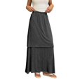 thumbnail image 1 of Arlun Summer Casual Maxi Skirts for Women Elastic High Waist Double Layer Stylish Slim Fit A Line Long Skirts Lightweight Flowy Soft Comfortable Solid Color Daily Wear Dark Gray L, 1 of 3