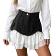 thumbnail image 1 of Arlun Summer Two-Piece Patchwork Mini Skirts Women High Waisted Ruffle Layered Stitching Short Skirt with Pockets 2026 Fashion Asymmetric Bodycon Skirts Casual Wear Black M, 1 of 5