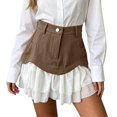 thumbnail image 1 of Arlun Summer Two-Piece Patchwork Mini Skirts Women High Waisted Ruffle Layered Stitching Short Skirt with Pockets 2026 Fashion Asymmetric Bodycon Skirts Casual Wear Brown XL, 1 of 4