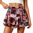 thumbnail image 1 of Arlun Summer Floral Boho Mini Skirts for Women Vintage Drawstring Elastic Waisted Chiffon Ruffle Layered A Line Skirt with Inner Lightweight Comfort Elegant Short Skirts 13-Grey XL, 1 of 4