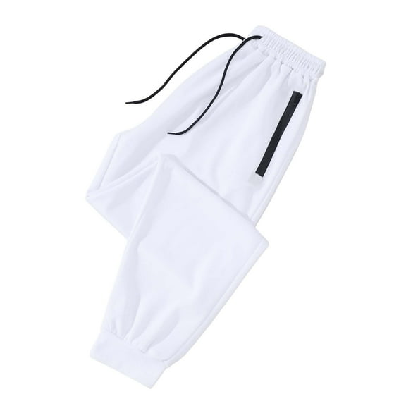 Arlun,Sweatpants for Women Oversized Stretchy High Waisted Drawstring Lightweight Comfy Baggy Pants Zipper Pockets Foot Binding Elastic Sports Trousers White3 XL