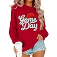 thumbnail image 1 of Arlun Sweatshirts for Women Fashion Game Day Letter Printed Basketball Graphic Sweatshirt Long Sleeve Loose Cozy Crewneck Pullover Tops Red XL, 1 of 3