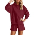 thumbnail image 1 of Arlun Sweatsuits for Women 2 Piece Solid Color Outfit Drop Shoulder Long Sleeve Hoodies with Pocket and Shorts Relaxed Fit Soft Comfortable Loungewear Matching Set XL, 1 of 4