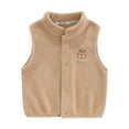 thumbnail image 1 of Arlun Toddler Girls Sleeveless Outerwear Vest Fall Winter Windproof Thicken Cute Graphic Button Down Vests Kids Soft Comfortable Warm Fleece Vest Jackets Coffee 3-4 Years, 1 of 5