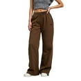 thumbnail image 1 of Arlun,Trendy Tall Wide Leg Sweatpants for Women Baggy Straight Color Pure Lounge Joggers Womens Wide Leg Solid Color Loose Fit Running Soft Comfortable Oversized Casual Pants Brown XL, 1 of 5