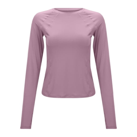 Arlun Tshirts for Women Plus Size Long Sleeve Crewneck Solid Color Workout T Shirts Ladies Soft Comfortable Breathable Yoga Sports Tops Light Pink XL