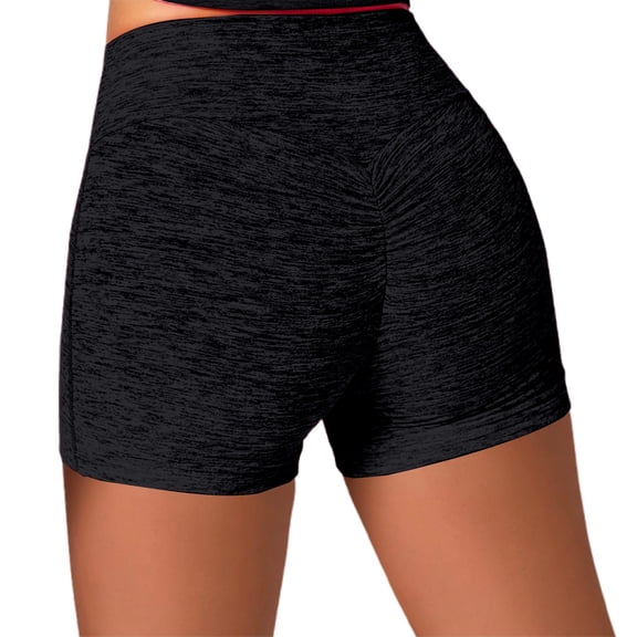 Arlun Tummy Control Biker Shorts for Women Trendy Brushed Print Peach-Shaped Design Workout Shorts Stretch Lifting High Waisted Yoga Gym Running Short Pants Black M