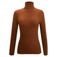 thumbnail image 1 of Arlun Turtleneck Ribbed Sweaters for Women Cute Solid Color Knitted Warm Slim Fitted Sweater Long Sleeve Stretch Casual Fall Winter Base Layer Pullover Tops Orange L, 1 of 4