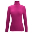 thumbnail image 1 of Arlun Turtleneck Ribbed Sweaters for Women Cute Solid Color Knitted Warm Slim Fitted Sweater Long Sleeve Stretch Casual Fall Winter Base Layer Pullover Tops Hot Pink XL, 1 of 4