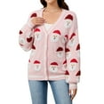 thumbnail image 1 of Arlun Christmas Cardigan Sweaters for Women Funny Santa Claus Pattern Button down Long Sleeve Outwear 2025 New Xmas Printed Open Front Loose Cozy Cardigan Coat Pink XL, 1 of 8