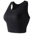 thumbnail image 1 of Arlun No Underwire Sports Bras for Women Solid Color Comfort Sleeveless Workout Crop Tank Tops Crewneck Stretch Breathable Reversible Ribbed Yoga Tops Black L, 1 of 2