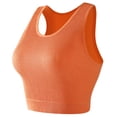 thumbnail image 1 of Arlun No Underwire Sports Bras for Women Solid Color Comfort Sleeveless Workout Crop Tank Tops Crewneck Stretch Breathable Reversible Ribbed Yoga Tops Orange L, 1 of 2
