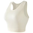 thumbnail image 1 of Arlun No Underwire Sports Bras for Women Solid Color Comfort Sleeveless Workout Crop Tank Tops Crewneck Stretch Breathable Reversible Ribbed Yoga Tops White M, 1 of 2