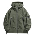 thumbnail image 1 of Arlun Unisex Full Zipper Hoodies Jackets Solid Color Loose Fit Windbreaker Coats for Couples Outerwear 2025 Fall Winter Outdoor Sports Stylish Warm Outfits Green XL, 1 of 3