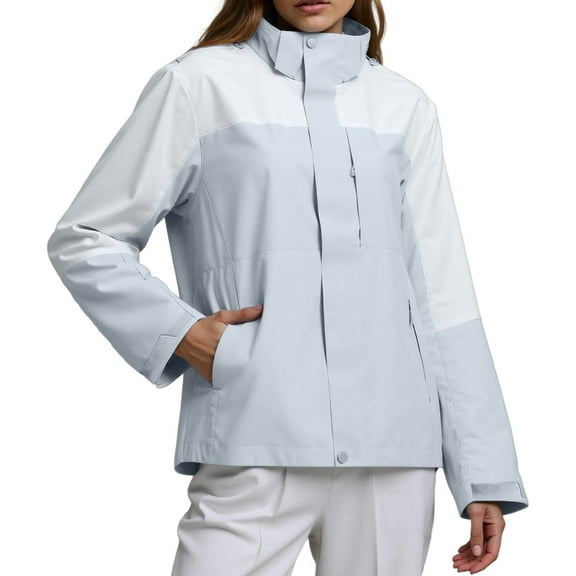Arlun Unisex Lightweight Windproof Breathable Outdoor Jackets Oversized Soft Warm Zipper up Stylish Color Block Coat Hoodies for Couples Everyday Wear Light Blue XXXXL