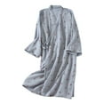 thumbnail image 1 of Arlun Valentine's Day Heart Print Cotton Robes for Women Loose Fit Comfortable Long Sleeve Wrap Bathrobe Fashion Lightweight Breathable Soft Cute Knee Length Sleepwear 3-Dark Blue L, 1 of 3