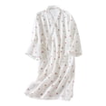 thumbnail image 1 of Arlun Valentine's Day Heart Print Cotton Robes for Women Loose Fit Comfortable Long Sleeve Wrap Bathrobe Fashion Lightweight Breathable Soft Cute Knee Length Sleepwear 3-White M, 1 of 3