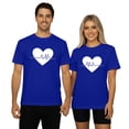 thumbnail image 1 of Arlun Valentine's Day Matching Couple T-Shirts Heartbeat Graphic Crewneck Short Sleeve Tees for Men Women Husband Wife Soft Comfortable Funny Love Printed Casual Tops 2-Blue L, 1 of 4