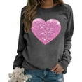 thumbnail image 1 of Arlun Valentines Sequins Heart Graphic Sweatshirts for Women Casual Long Sleeve Glitter Heart Graphic Pullover Tops Autumn and Winter Fashion Going out Outfits Dark Gray M, 1 of 5