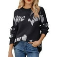 thumbnail image 1 of Arlun Valentines Sweaters for Women Love Heart Graphic Knit Sweater Valentine Day Oversized Crewneck Long Sleeve Cozy Soft Pullover Tops 2026 Fashion Holiday Winter Outfits Black L, 1 of 4