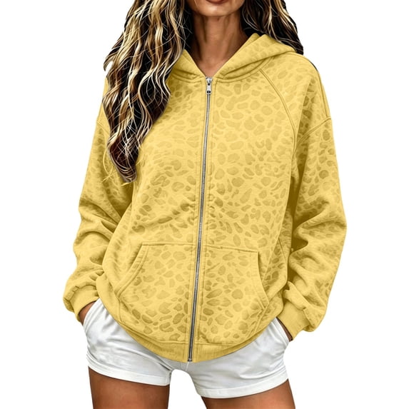 Arlun Vintage Cheetah Printed Zip up Hoodie for Women Oversized Y2k Leopard Print Raglan Sleeved Full Zipper Hooded Sweatshirts Fall Fashion Light Sporty Jacket with Pockets