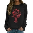 thumbnail image 1 of Arlun Vintage Graphic Crewneck Sweatshirt for Women Large Lobster Sardine Printed Sweatshirts Soft Comfortable Long Sleeve Hoodless Pullover Fall Tops Black L, 1 of 3